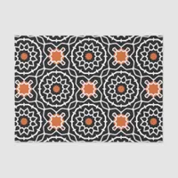 Black White Orange Moroccan Geometric Pattern Tissue Paper