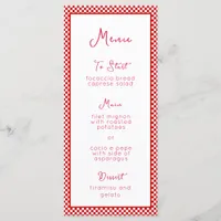 "That's Amore" Italian Red Checkered Print Rustic  Menu