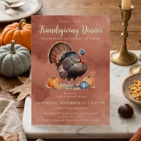 Rustic Terracotta Turkey Friendsgiving Dinner Invitation