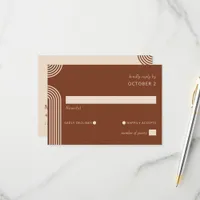 Terracotta Rustic Boho Arched Modern Wedding RSVP Card