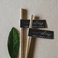 Straw Tag Drink Flag Modern Romantic Wedding Wrap Around Label