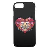 Skeleton Couple Holding Hands Inside A Heart Of Ro iPhone 8/7 Case