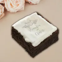 Monogram Elegant Mother-of-Pearl Peach Wedding Brownie