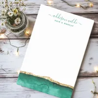 Emerald Green And Gold Watercolor Personalized Post-it Notes