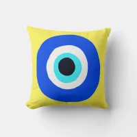 Greek Eye Symbol on Yellow Throw Pillow