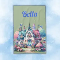 Pink & Blue Fairy Cottage Core Monogram on Green | Kitchen Towel