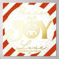 Christian Christmas Nativity Gold Peace Joy Love Foil Prints