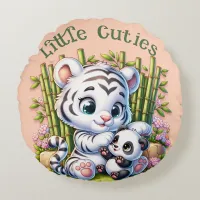 Little Cuties Panda & Tiger | Round Pillow