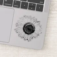 Black and White Sunflower Blossom Sticker