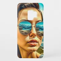 Beautiful Woman in Sunglasses Mountain Reflectoin Case-Mate Samsung Galaxy S9 Case