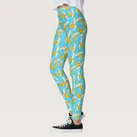 Funky Tropical Banana Print Trendy Fruit Patterned Leggings