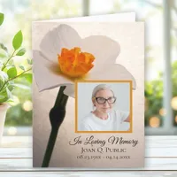 White Daffodil Spring Funeral Memorial Sympathy Thank You Card