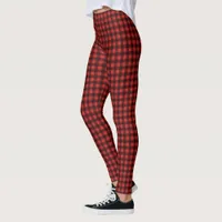 Red and Black Buffalo Check Plaid Leggings