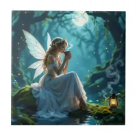 Fairies and Coffee Enchanted Forest Ceramic Tile