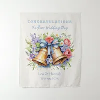 Personalized Bells Flowers Congratulations Wedding Tapestry