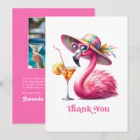 Older Wiser Hotter Hot Pink Flamingo Birthday Thank You Card