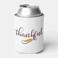 Feather Boho Native Thankful Typography Can Cooler