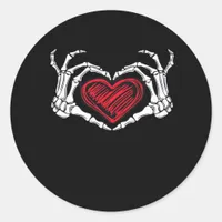 Heart Hands Skeleton Classic Round Sticker