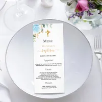 Baptism Menu light blue boy floral