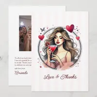Love & Thanks Drunk in Love Romantic Martini Photo Thank You Card