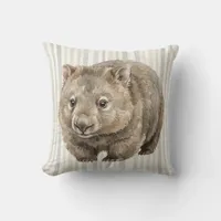 Watercolor Wombat Wildlife Art Throw Pillow