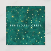 Pretty Gold and Teal Constellations Stylist  Square Business Card