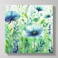 Serene Blue Blossoms - Watercolor Floral  Canvas Print