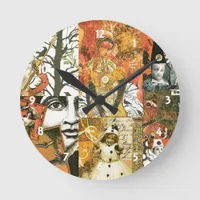 Vintage Halloween Collage Wall Clock