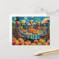Colorful Aliens With Peaches Faux Van Gogh  Postcard