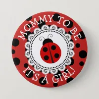 "Mommy To Be" Red Ladybug Baby Shower Button