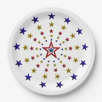 Pattern of Patriotic Stars Paper Plates