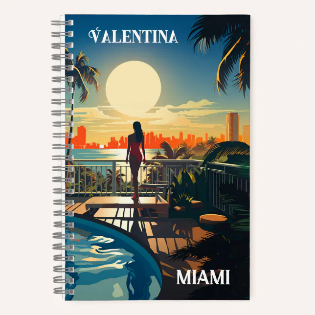 Pool patio at sunrise overlooking Miami Beach Notebook