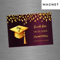 Burgundy gold Graduation Party Save the Date card