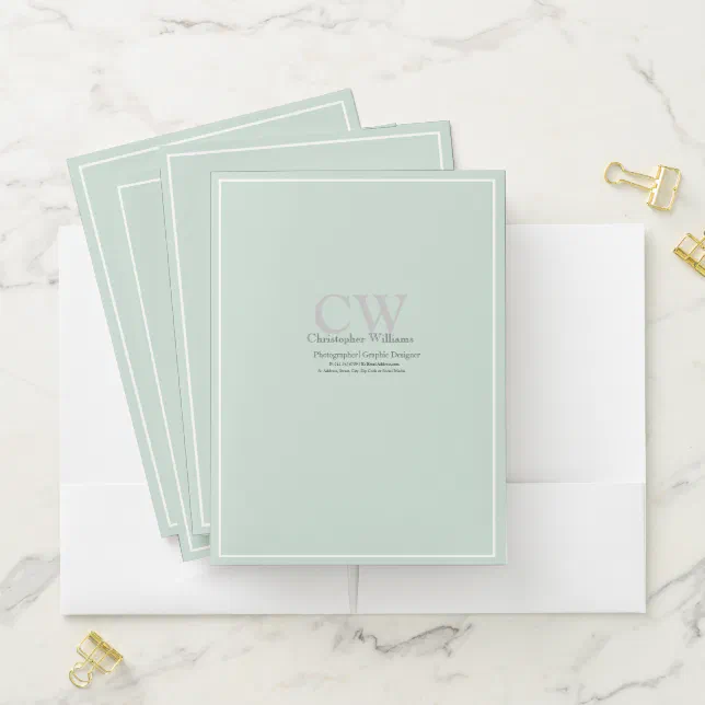 Professional Green Minimalist Pocket Folder