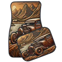 Leather Hot Rod in Nature Scene Car Floor Mat