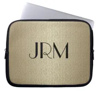 Laptop sleeve – Monogram with Linen Background