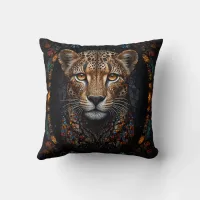 Mosaic Stained Glass Cheetah Portrait  Throw Pillow