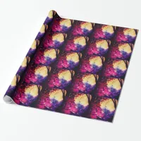 Amish Horse and Buggy Trippy Colorful Digital Art Wrapping Paper