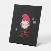 Christmas Gnome With Candycane Pedestal Sign