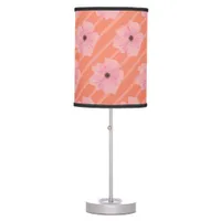 Pink Flowers And Stripes Table Lamp