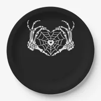 Skeleton Hand Heart Spiderweb Halloween Cobweb Paper Plates