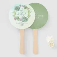 Watercolor Cactus Succulents Baby Shower Hand Fan