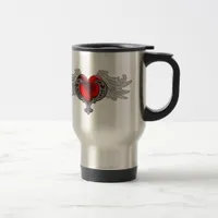 Goth Heart with Angel Wings Travel Mug