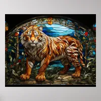 *~*  Magestic Bold TIGER 5:4 AP68 Stained Glass  Poster