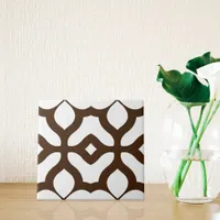 Creamy White and Brown Moroccan Boho Chic Pattern Ceramic Tile