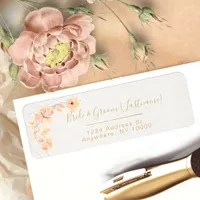 Blush & Blooms Watercolor Floral & Gold Return Label