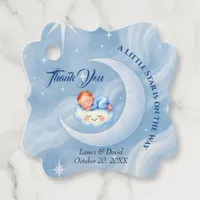 Baby Boy Shower Invite Moonlight Stars Watercolor Favor Tags