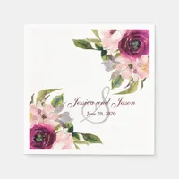 Elegant Floral Monogram Rustic Wedding Napkins