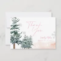 Winter Wonderland Pink Thank You Card