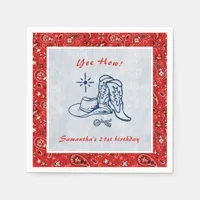 Yee How Western Paisley Denim Blue Jeans Birthday Napkins